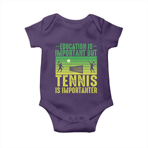 Vintage Retro Tennis Quote Baby Onesie Education Is Important But Tennis Is Importanter TS12 Purple Print Your Wear