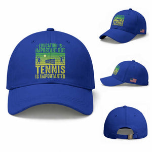 Vintage Retro Tennis Quote Baseball Cap Education Is Important But Tennis Is Importanter TS12 Baseball Cap Universal Fit Royal Blue Print Your Wear