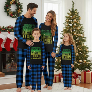 Vintage Retro Tennis Quote Plaid Pajama Set Education Is Important But Tennis Is Importanter TS12 Blue Plaid Print Your Wear