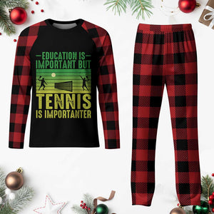 Vintage Retro Tennis Quote Plaid Pajama Set Education Is Important But Tennis Is Importanter TS12 Buffalo Plaid Print Your Wear