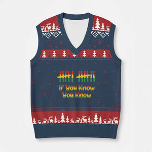 Funny Black History Six Seven Meme V-Neck Knit Sweater Vest If You Know You Know TS12 Navy Red Print Your Wear