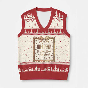 If You Know You Know Six Seven Meme V-Neck Knit Sweater Vest African American Gift TS12 Beige Red Print Your Wear