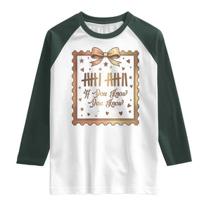 If You Know You Know Six Seven Meme Raglan Shirt African American Gift TS12 White Dark Forest Green Print Your Wear