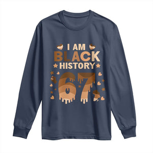 Funny Melanin Six Seven Meme Long Sleeve Shirt African American Gift TS12 Navy Print Your Wear