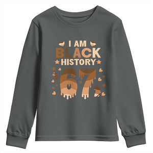 Funny Melanin Six Seven Meme Youth Sweatshirt African American Gift TS12 Dark Heather Print Your Wear