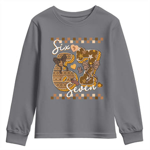 Funny African American Melanin Gift Youth Sweatshirt Six Seven Meme TS12 Charcoal Print Your Wear