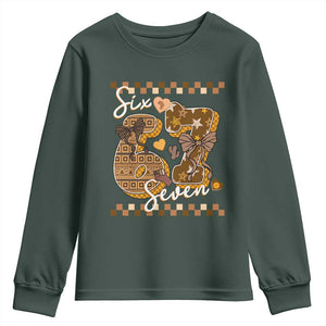 Funny African American Melanin Gift Youth Sweatshirt Six Seven Meme TS12 Dark Forest Green Print Your Wear