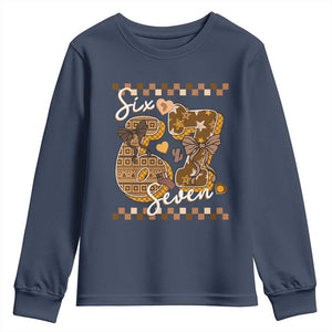 Funny African American Melanin Gift Youth Sweatshirt Six Seven Meme TS12 Navy Print Your Wear