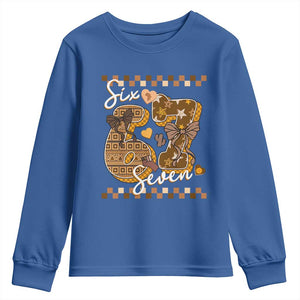 Funny African American Melanin Gift Youth Sweatshirt Six Seven Meme TS12 Royal Blue Print Your Wear