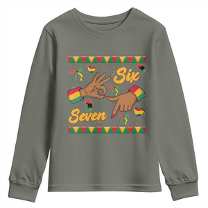 Funny 67 Meme Black History Month Youth Sweatshirt Gen Z Alpha Gift TS12 Military Green Print Your Wear