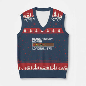 Funny Black History Month Loading V-Neck Knit Sweater Vest Six Seven Meme TS12 Navy Red Print Your Wear