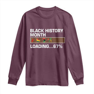 Funny Black History Month Loading Long Sleeve Shirt Six Seven Meme TS12 Maroon Print Your Wear