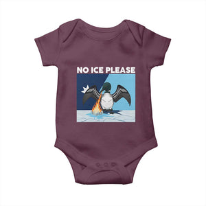 Funny Fire Breathing Loon Baby Onesie No Ice Please TS12 Maroon Print Your Wear