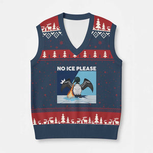 Funny Fire Breathing Loon V-Neck Knit Sweater Vest No Ice Please TS12 Navy Red Print Your Wear