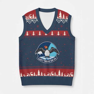 Can Not Tread On Us V-Neck Knit Sweater Vest Common Loon No Ice Please TS12 Navy Red Print Your Wear