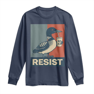 Funny Minnesota Common Loon Long Sleeve Shirt No Ice Please TS12 Navy Print Your Wear