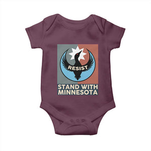Stand With Minnesota Baby Onesie Common Loon Pride Support TS12 Maroon Print Your Wear