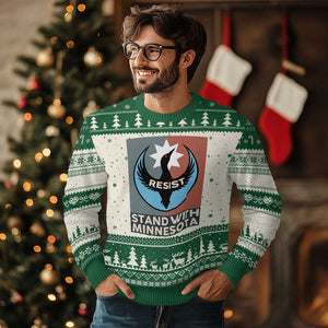 Stand With Minnesota Ugly Christmas Sweater Common Loon Pride Support TS12 Beige Green Print Your Wear