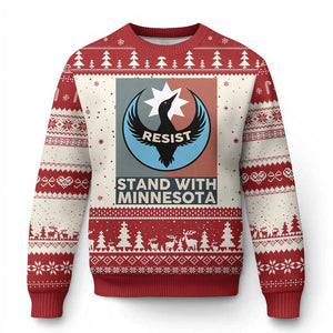 Stand With Minnesota Ugly Christmas Sweater Common Loon Pride Support TS12 Beige Red Print Your Wear