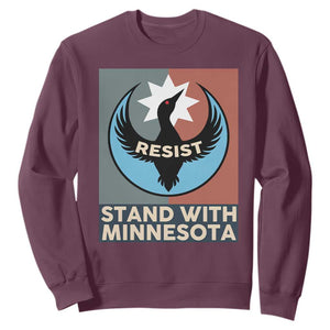 Stand With Minnesota Sweatshirt Common Loon Pride Support TS12 Maroon Print Your Wear
