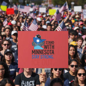 Minnesota Pride Common Loon Protest Sign Stand With Minnesota Ice Out TS12 Horizontal 18" × 24" Red Print Your Wear