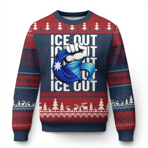 Minnesota Ice Out Ugly Christmas Sweater Anti Ice Movement Protest TS12 Navy Red Print Your Wear