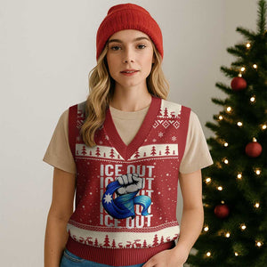 Minnesota Ice Out V-Neck Knit Sweater Vest Anti Ice Movement Protest TS12 Red Beige Print Your Wear