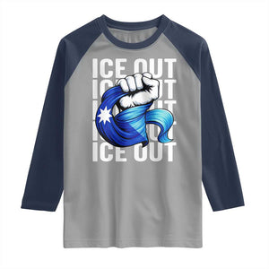 Minnesota Ice Out Raglan Shirt Anti Ice Movement Protest TS12 Sport Gray Navy Print Your Wear