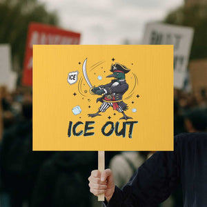 Funny Pirate Common Loon Minnesota Defends Abolish Ice Protest Sign TS12 Horizontal 18" × 24" Yellow Print Your Wear