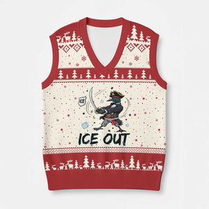 Funny Pirate Common Loon Minnesota Defends Abolish Ice V-Neck Knit Sweater Vest TS12 Beige Red Print Your Wear