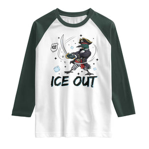 Funny Pirate Common Loon Minnesota Defends Abolish Ice Raglan Shirt TS12 White Dark Forest Green Print Your Wear