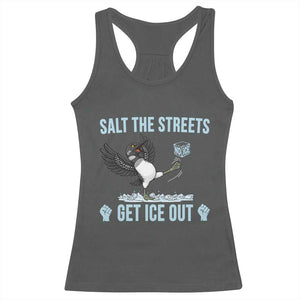 Salt The Streets Get Ice Out Racerback Tank Top Resist Minneapolis Political TS12 Dark Heather Print Your Wear