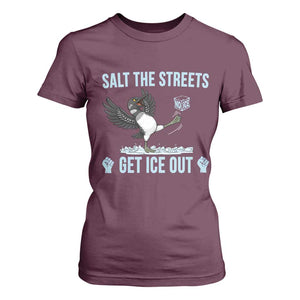 Salt The Streets Get Ice Out T Shirt For Women Resist Minneapolis Political TS12 Maroon Print Your Wear