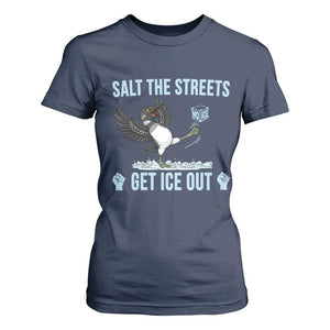Salt The Streets Get Ice Out T Shirt For Women Resist Minneapolis Political TS12 Navy Print Your Wear