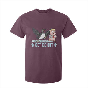 Get Ice Out T Shirt For Kid Funny Minnesota Loon Chasing Trump Pig TS12 Maroon Print Your Wear