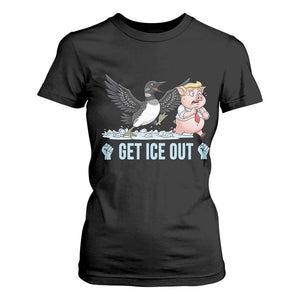 Get Ice Out T Shirt For Women Funny Minnesota Loon Chasing Trump Pig TS12 Black Print Your Wear