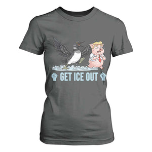 Get Ice Out T Shirt For Women Funny Minnesota Loon Chasing Trump Pig TS12 Dark Heather Print Your Wear