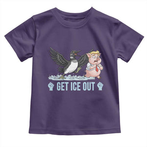 Get Ice Out Toddler T Shirt Funny Minnesota Loon Chasing Trump Pig TS12 Purple Print Your Wear