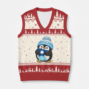 MN Strong Cute Penguin V-Neck Knit Sweater Vest Minnesota State Pride Gift TS12 Beige Red Print Your Wear