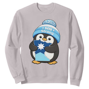 MN Strong Cute Penguin Sweatshirt Minnesota State Pride Gift TS12 Ice Gray Print Your Wear