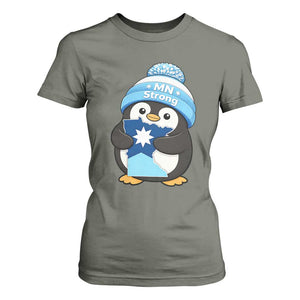 MN Strong Cute Penguin T Shirt For Women Minnesota State Pride Gift TS12 Military Green Print Your Wear