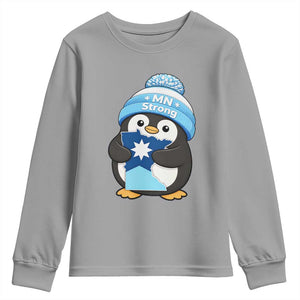 MN Strong Cute Penguin Youth Sweatshirt Minnesota State Pride Gift TS12 Sport Gray Print Your Wear