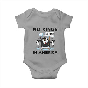 Funny Penguin Protest Baby Onesie No Kings In America TS12 Sport Gray Print Your Wear