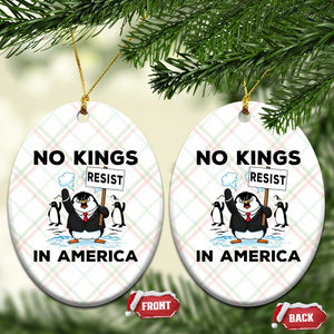 Funny Penguin Protest Ceramic Ornament No Kings In America TS12 Print Your Wear