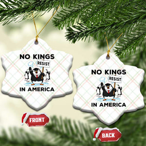 Funny Penguin Protest Ceramic Ornament No Kings In America TS12 Print Your Wear