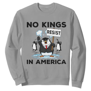Funny Penguin Protest Sweatshirt No Kings In America TS12 Sport Gray Print Your Wear