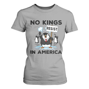 Funny Penguin Protest T Shirt For Women No Kings In America TS12 Sport Gray Print Your Wear