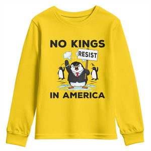 Funny Penguin Protest Youth Sweatshirt No Kings In America TS12 Daisy Print Your Wear