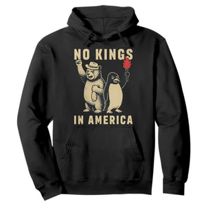 Funny Bear And Penguin Protest Hoodie No Kings In America TS12 Black Print Your Wear