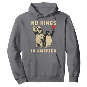 Funny Bear And Penguin Protest Hoodie No Kings In America TS12 Charcoal Print Your Wear